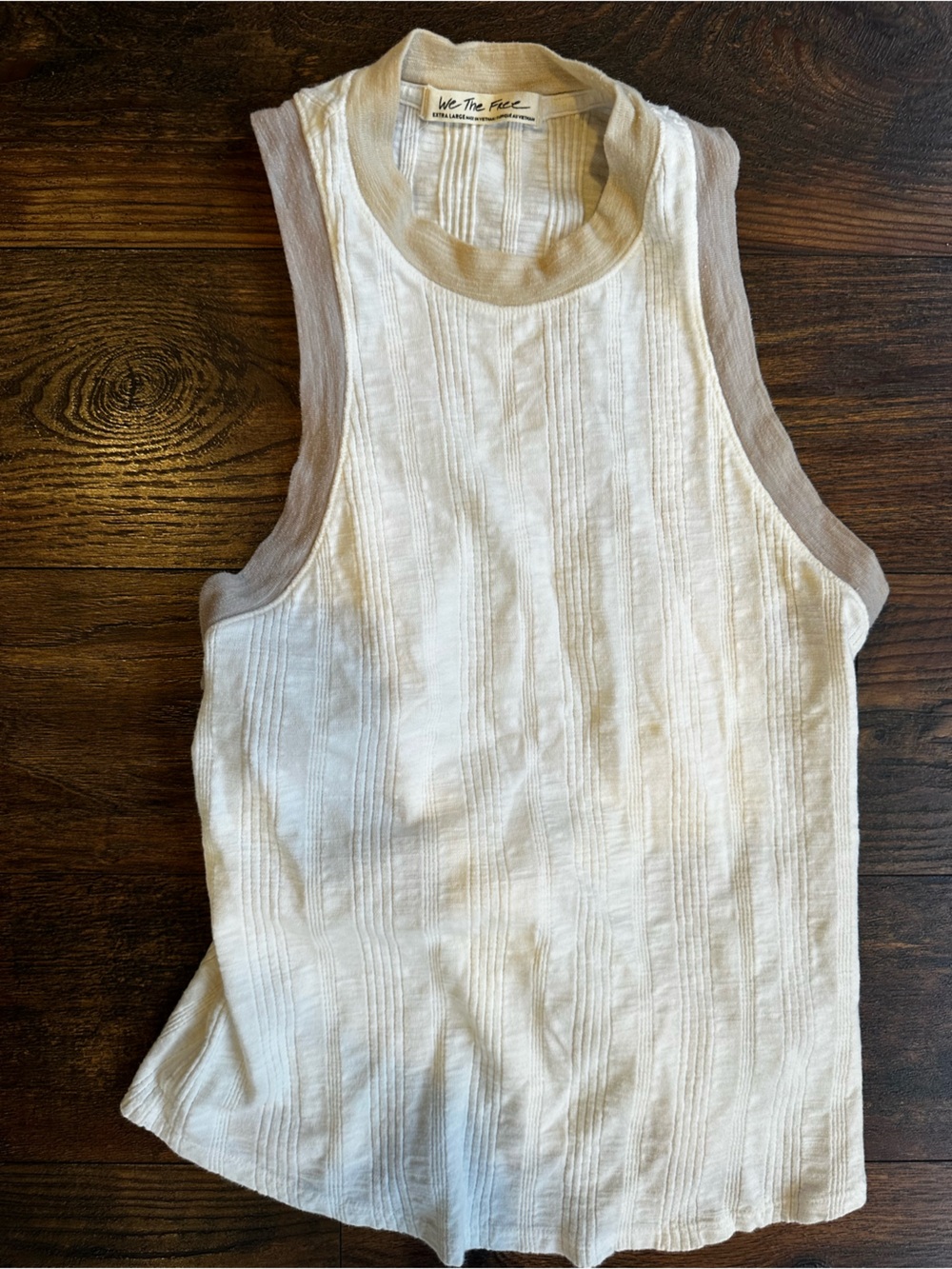 Free People White Ribbed Tank Top